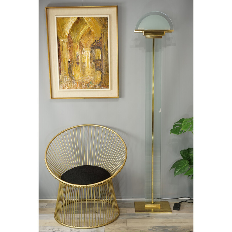 Vintage Italian brass and glass floor lamp by Mauro Martini for Fratelli Martini