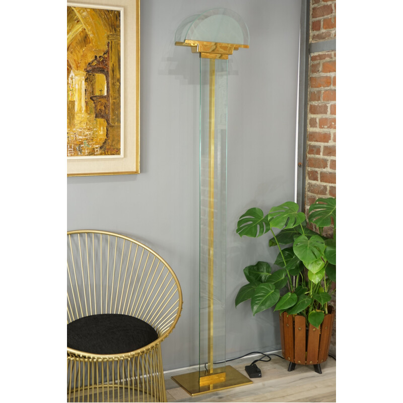 Vintage Italian brass and glass floor lamp by Mauro Martini for Fratelli Martini