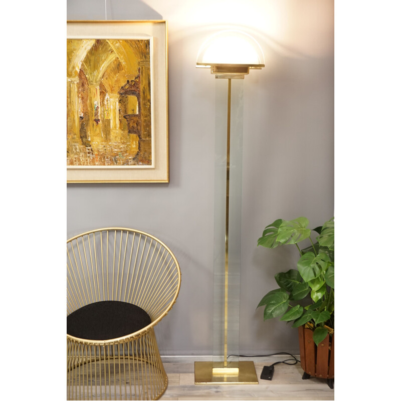Vintage Italian brass and glass floor lamp by Mauro Martini for Fratelli Martini