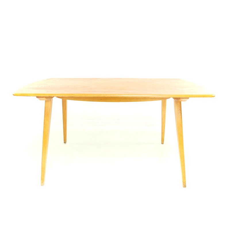 Vintage Dining Table with Ercol Blonde Solid Beech & Elm Plank Top 