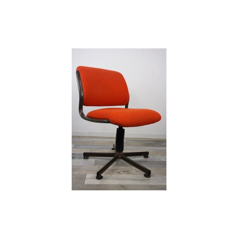 Vintage red office armchair by Roneo