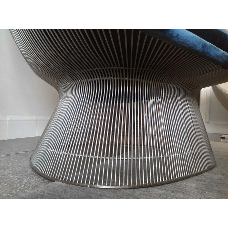 Vintage blue velvet Easy chair Warren Platner 