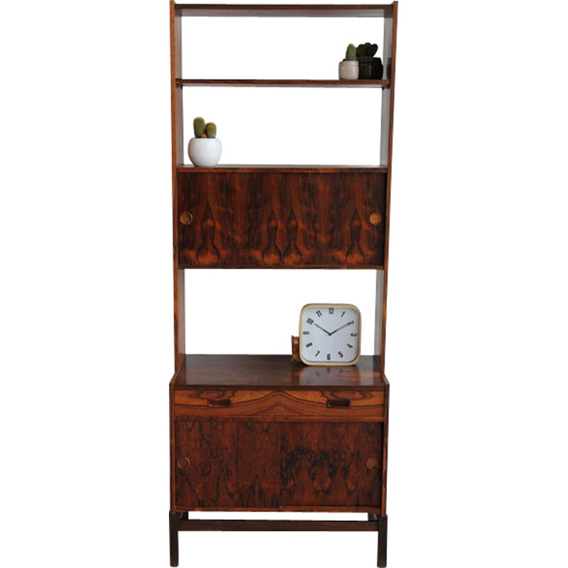 Wall unit in rosewood with sliding doors and drawers - 1960s