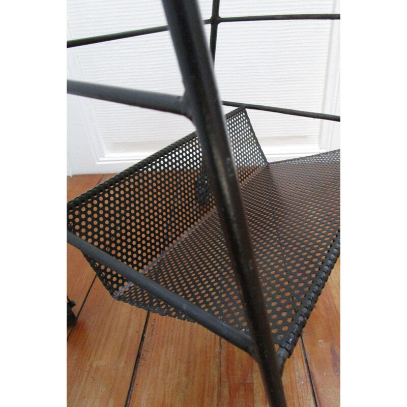 Table d'appoint porte revues rigitulle métal perforé noir 1960