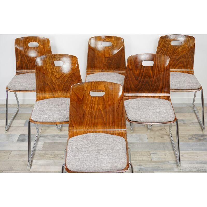 Suite of 6 vintage dining chairs by Pagwood Pagholz, Germany, 1960s