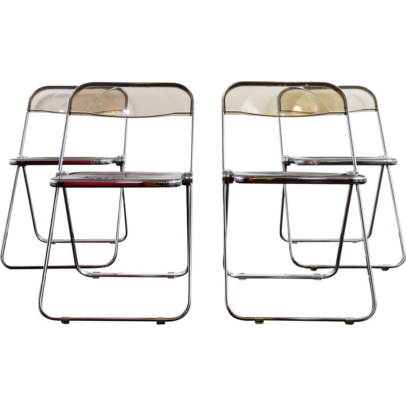 Set of 4 vintage Plia chairs by Giancarlo Piretti, 1960s