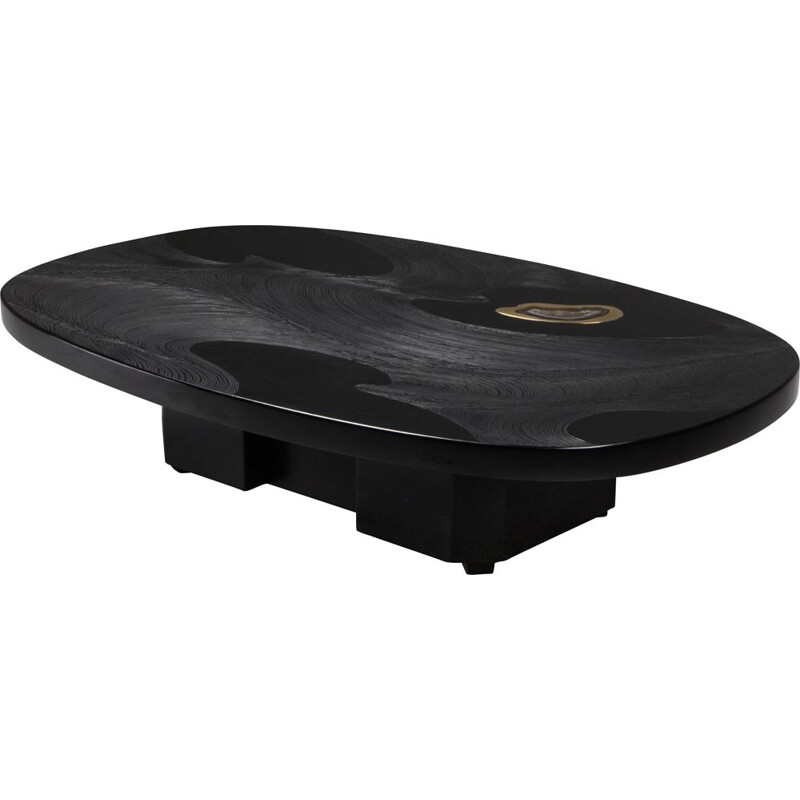Vintage black resin and Agate Coffee Table by Dresse, 1980s