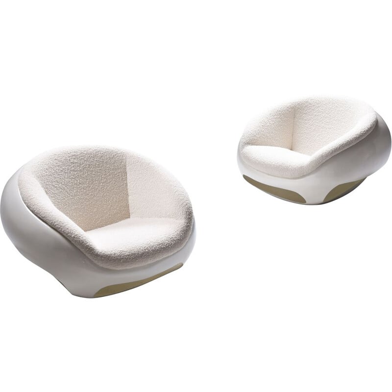 Set of 2 vintage Sculptural Fiberglass armchairs by Mario Sabot, 1969