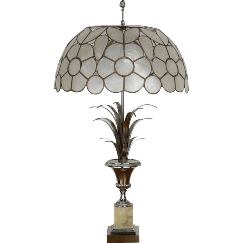 Vintage lamp "Roseaux" in onyx and chrome by Maison Charles