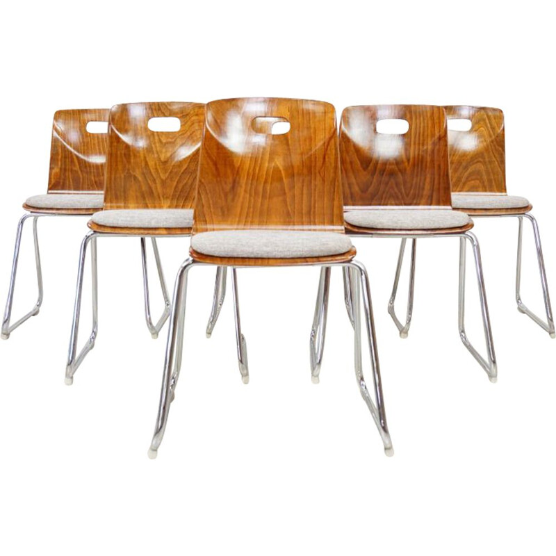 Suite de 6 chaises à repas vintage par Pagwood Pagholz, Allemagne, 1960