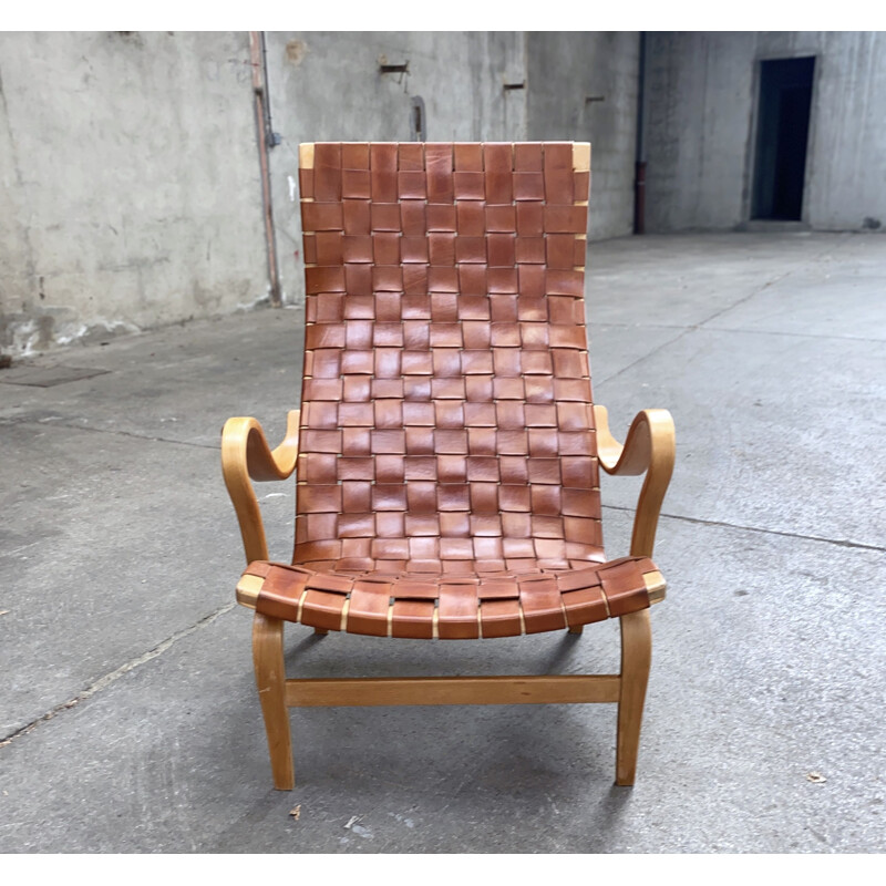 Vintage leather armchair "Pernilla" by Bruno Mathsson 