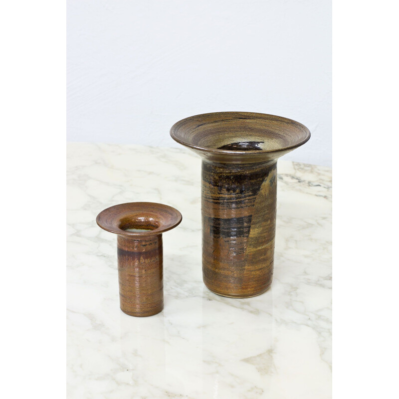 Set of 2 Swedish vases in Stoneware by Carl-Harry Stålhane