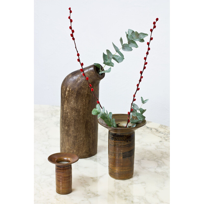 Set of 2 Swedish vases in Stoneware by Carl-Harry Stålhane
