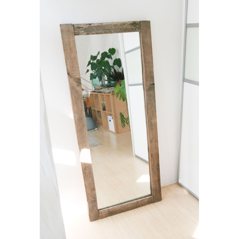 Vintage oak framed Mirror, 1960s