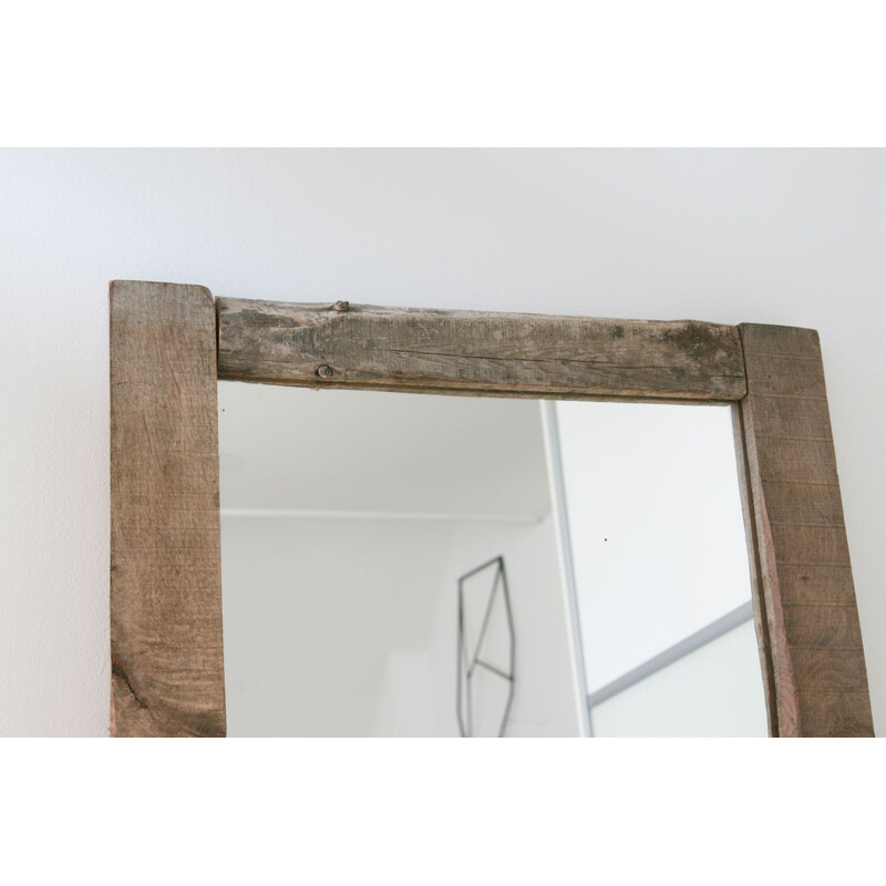 Vintage oak framed Mirror, 1960s