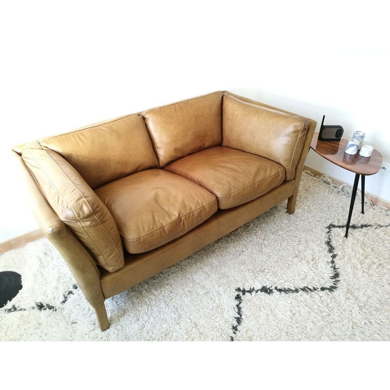 Vintage Scandinavian leather sofa 1980