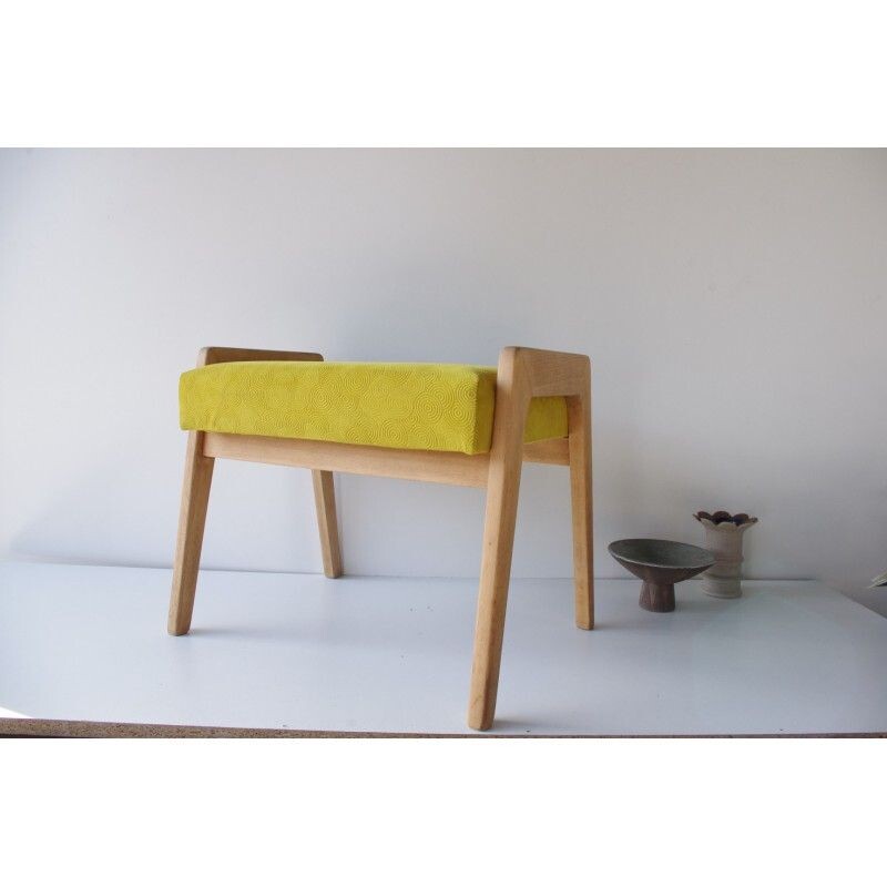 Vintage yellow stool, Denmark, 1960s