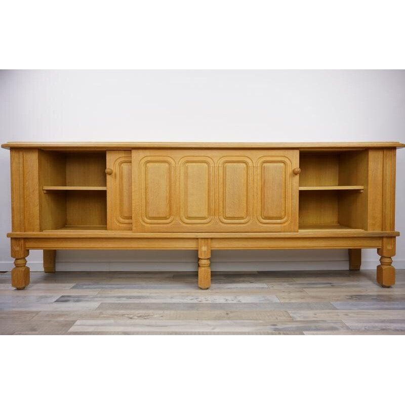 Vintage oak sideboard model Mathias by Guillerme and Chambron, 1960s