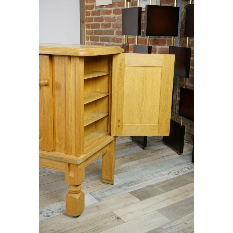 Vintage oak sideboard model Mathias by Guillerme and Chambron, 1960s