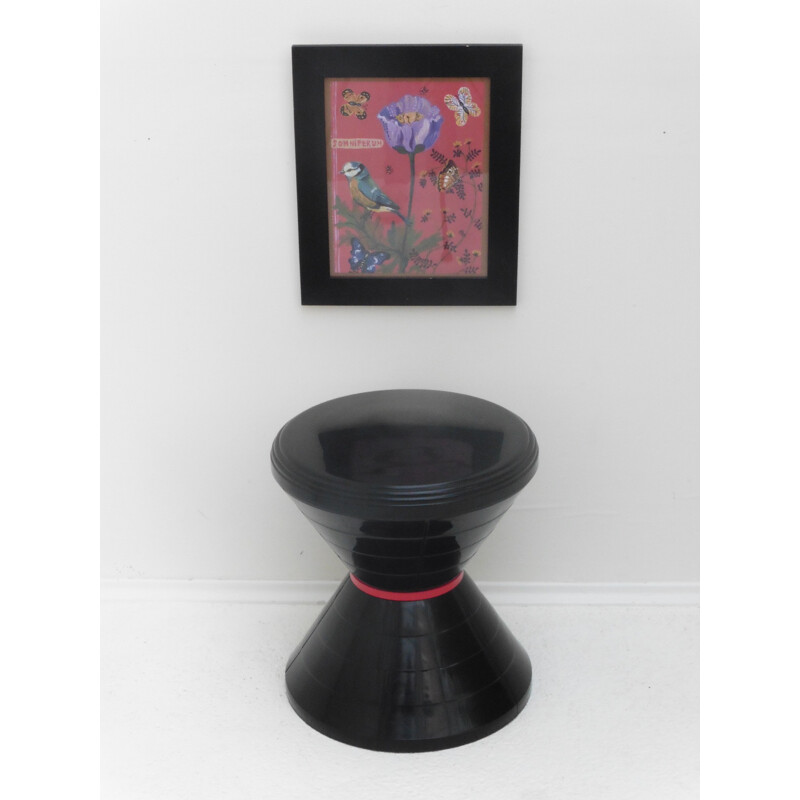 Pair of Stamp 81 stools in black plastic, Henry MASSONNET - 1980s