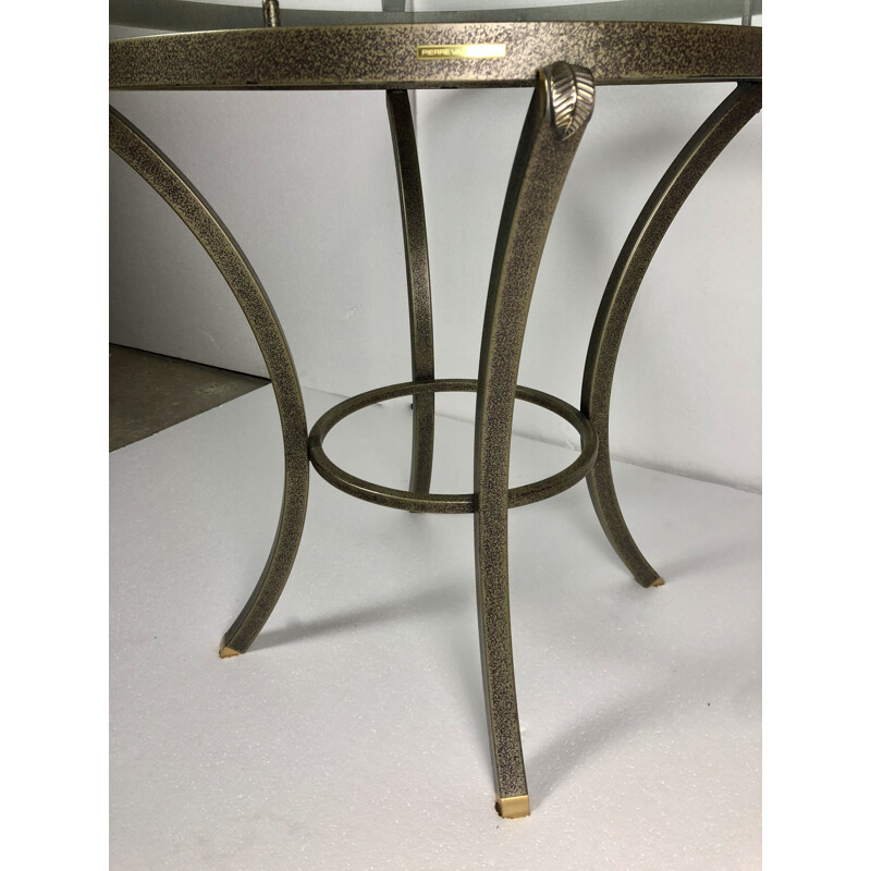 Vintage iron and glass dining table by Pierre Vandel, 1970s