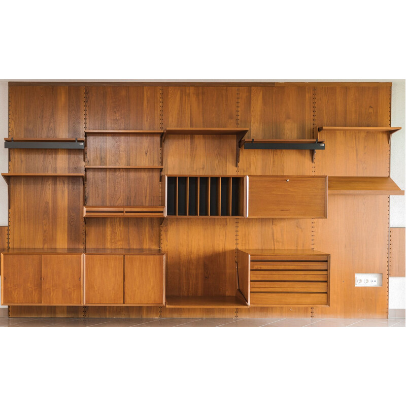 Modular teak wall shelf by Poul Cadovius for Royal System, 1950s