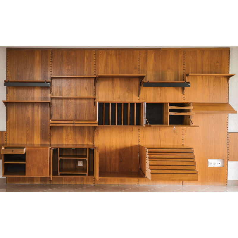 Modular teak wall shelf by Poul Cadovius for Royal System, 1950s