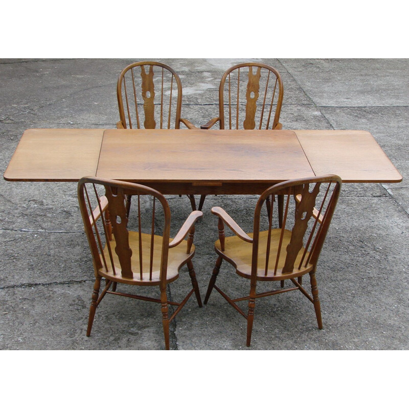 Vintage dining set with one table and four chairs Windsor, 1970