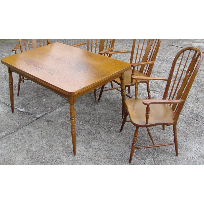 Vintage dining set with one table and four chairs Windsor, 1970