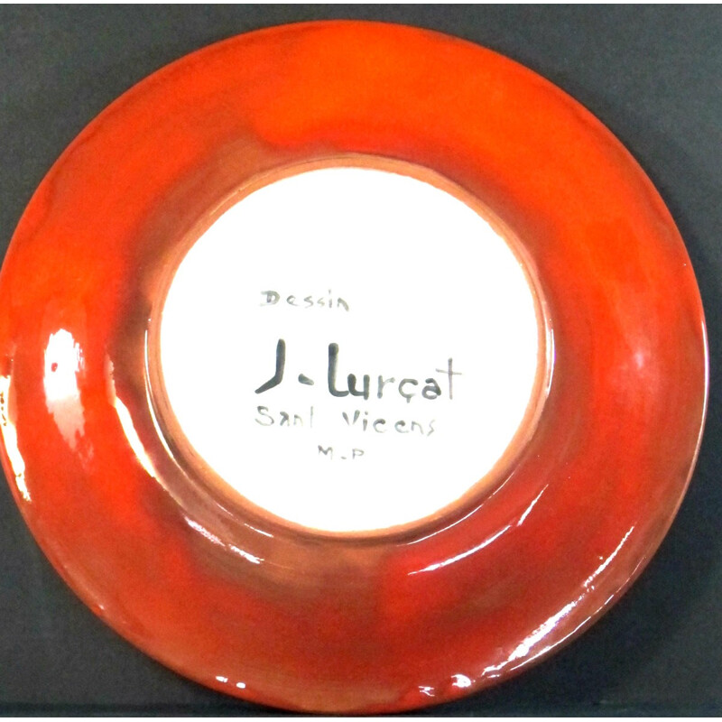 Red and white plate, Jean LURÇAT - 1950s 