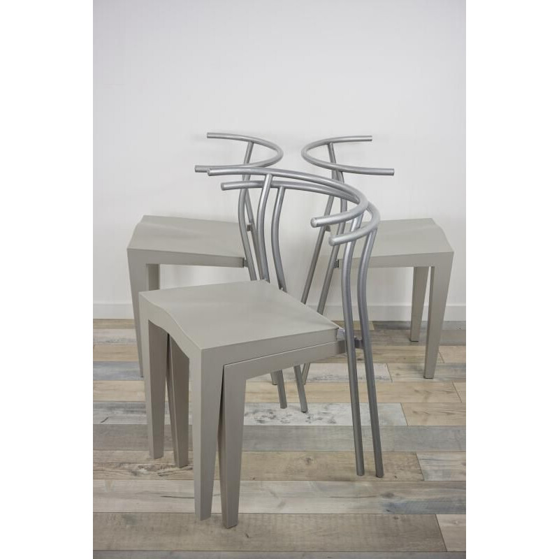 Set of 4 vintage Dr Glob chairs by Philippe Starck for Kartell, 1980s
