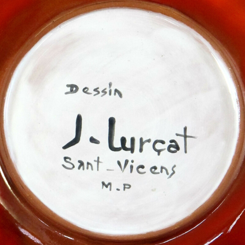 Assiette rouge et blanche, Jean LURÇAT - années 50