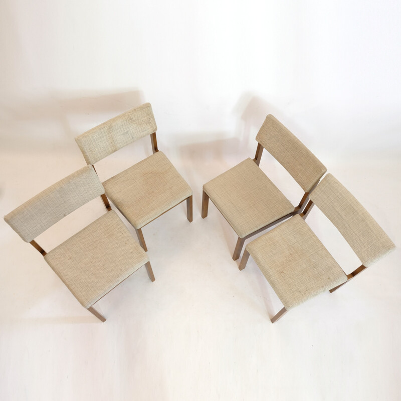Set of 4 vintage chairs in wood and wool by Willy Guhl, 1959