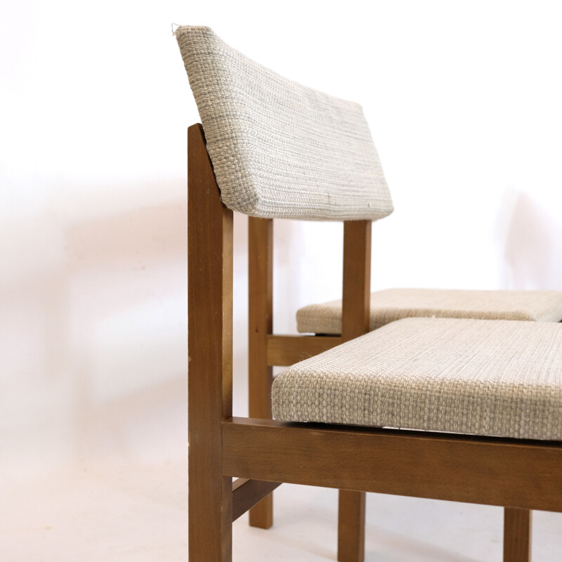 Conjunto de 4 sillas vintage de madera y lana de Willy Guhl, 1959