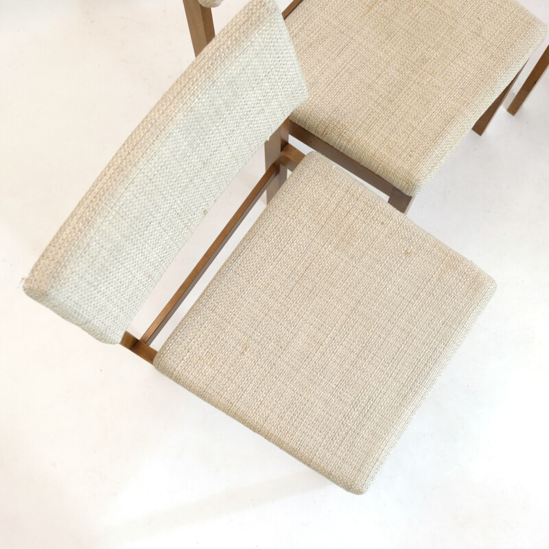 Suite de 4 chaises vintage en bois et laine par Willy Guhl, 1959
