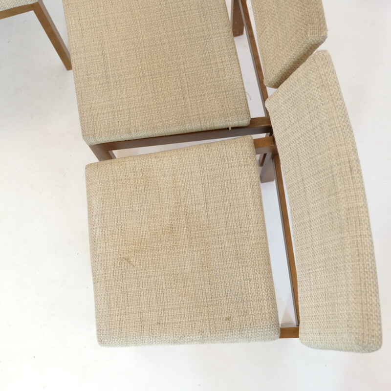Suite van 4 vintage houten en wollen stoelen van Willy Guhl, 1959