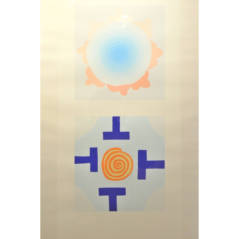 "Soleil" abstract serigraphy, MARCUS - 1980s