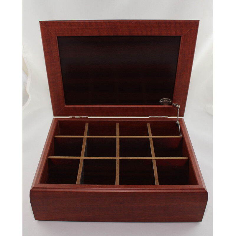 Caja de té vintage de madera con tapa de plata de ley de Hazorfim