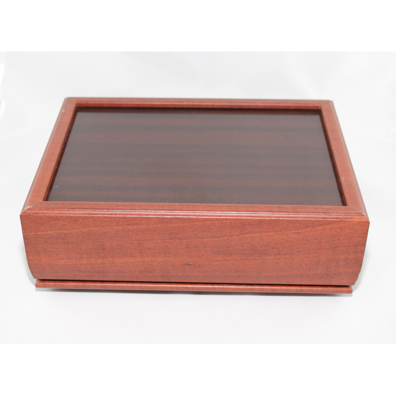 Caja de té vintage de madera con tapa de plata de ley de Hazorfim
