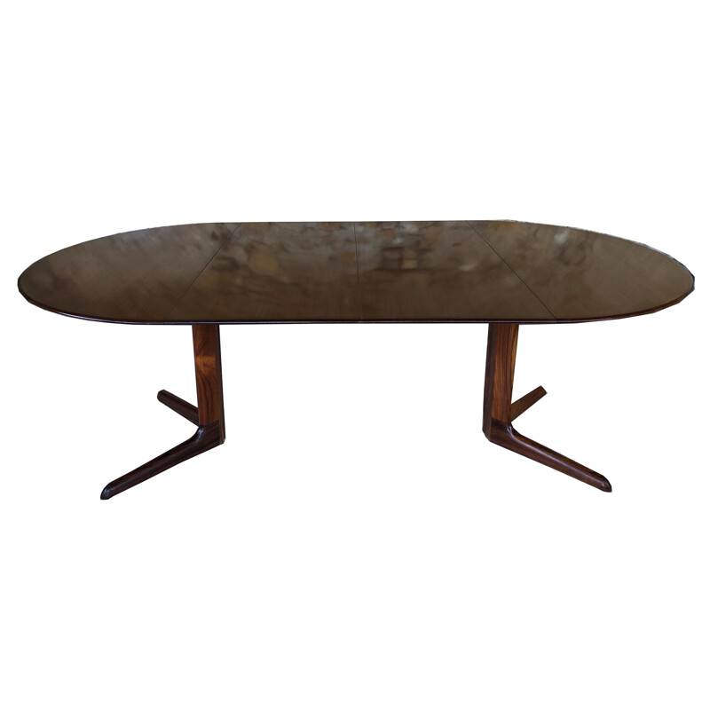 Scandinavian extensible rosewood dining table by CJ Rosengaarden 1960