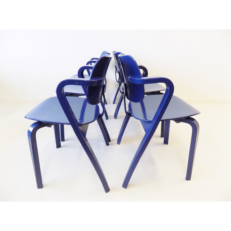 Vintage set of 6 stackable dining chairs by Ilmari Tapiovaara for Asko Aslak