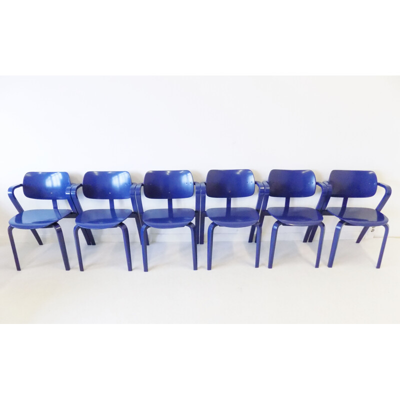 Vintage set of 6 stackable dining chairs by Ilmari Tapiovaara for Asko Aslak