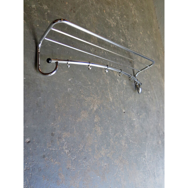 Vintage chrome metal coat rack 1950