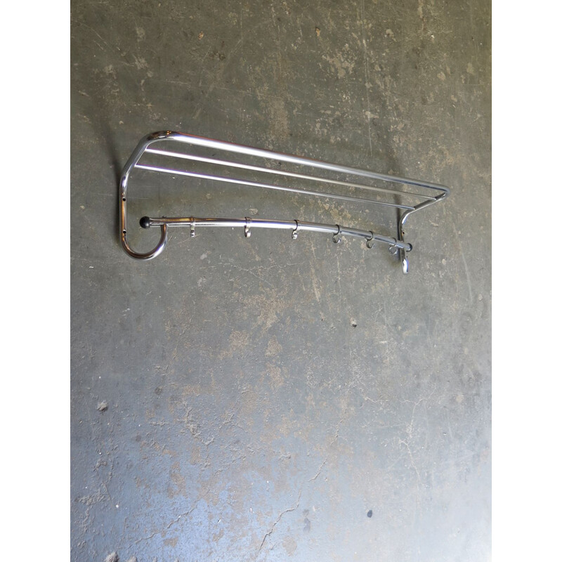 Vintage chrome metal coat rack 1950