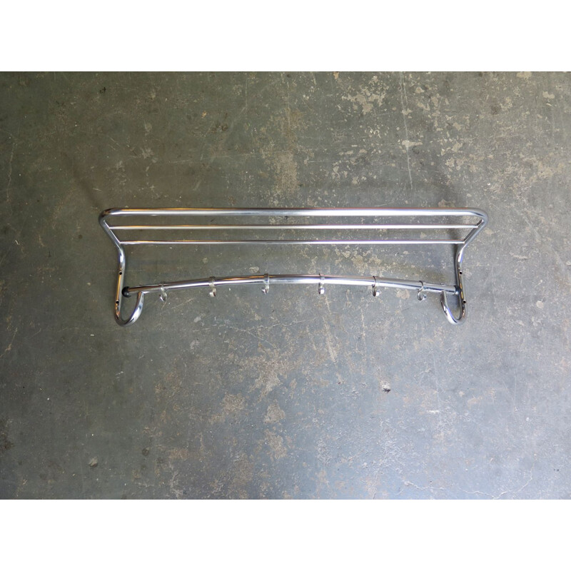 Vintage chrome metal coat rack 1950