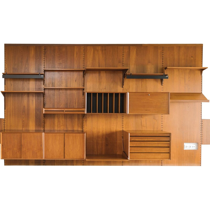 Modular teak wall shelf by Poul Cadovius for Royal System, 1950s