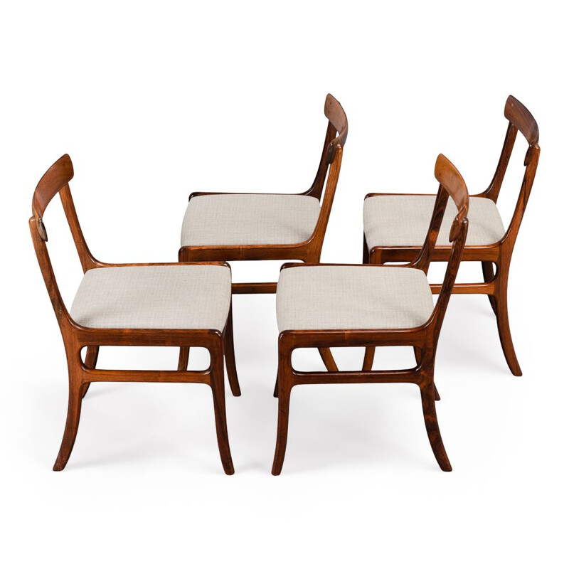 Set of 4 vintage Rosewood Rungstedlund dining chairs by Ole Wanscher for PJ Denmark