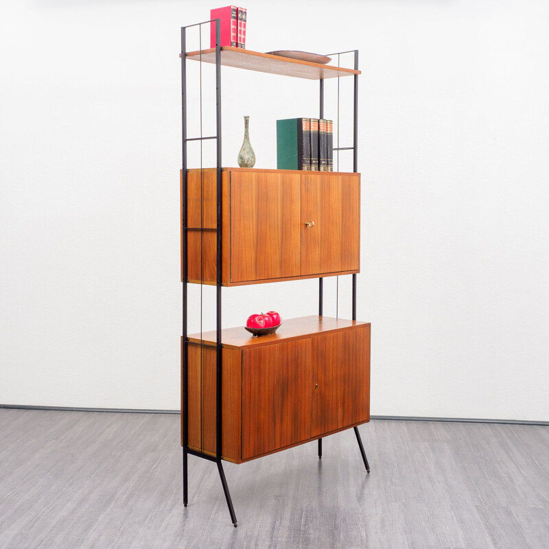 Vintage Freestanding walnut shelving unit 1960