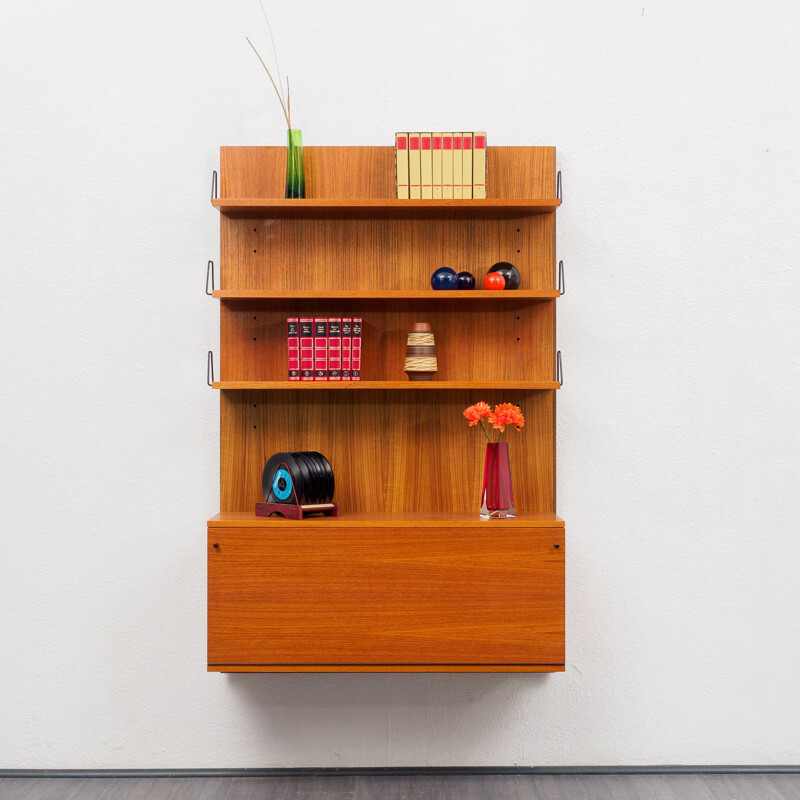 Vintage teak shelving system, modular 1960