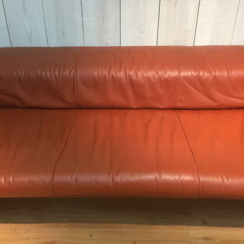 Knoll "Brigadier" 3-seater sofa in leather, Cini BOERI - 1972